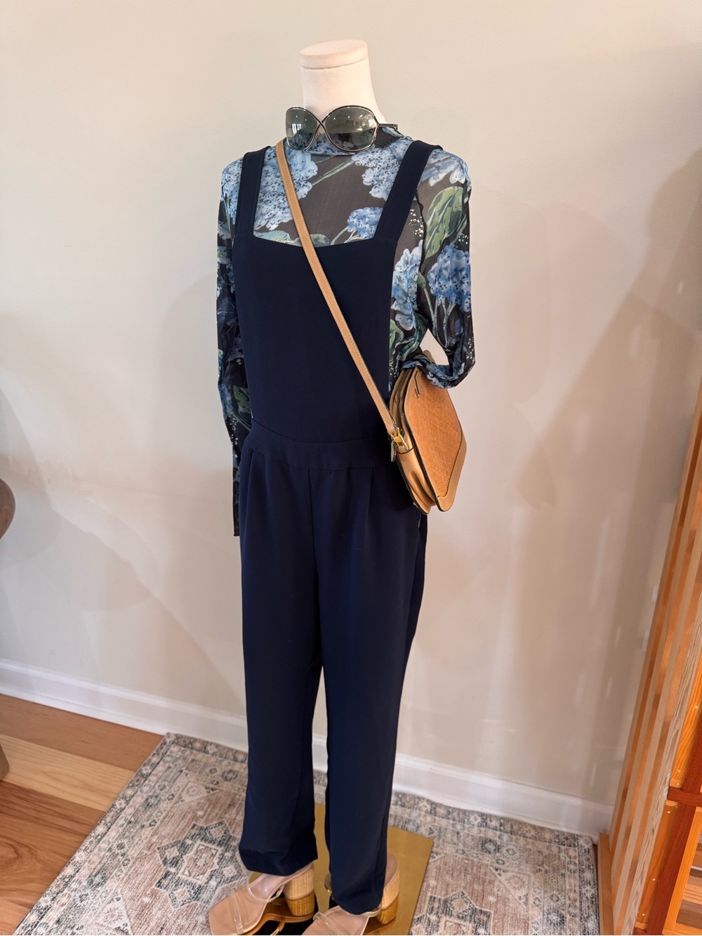 sheer floral mock neck mesh top